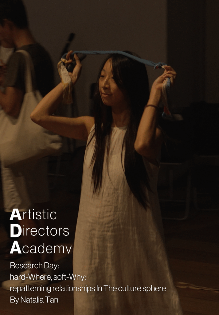 Artistic Directors Academy Research Day: hard-Where, soft-Why: repatterning relationships In The culture sphere by Natalia Tan